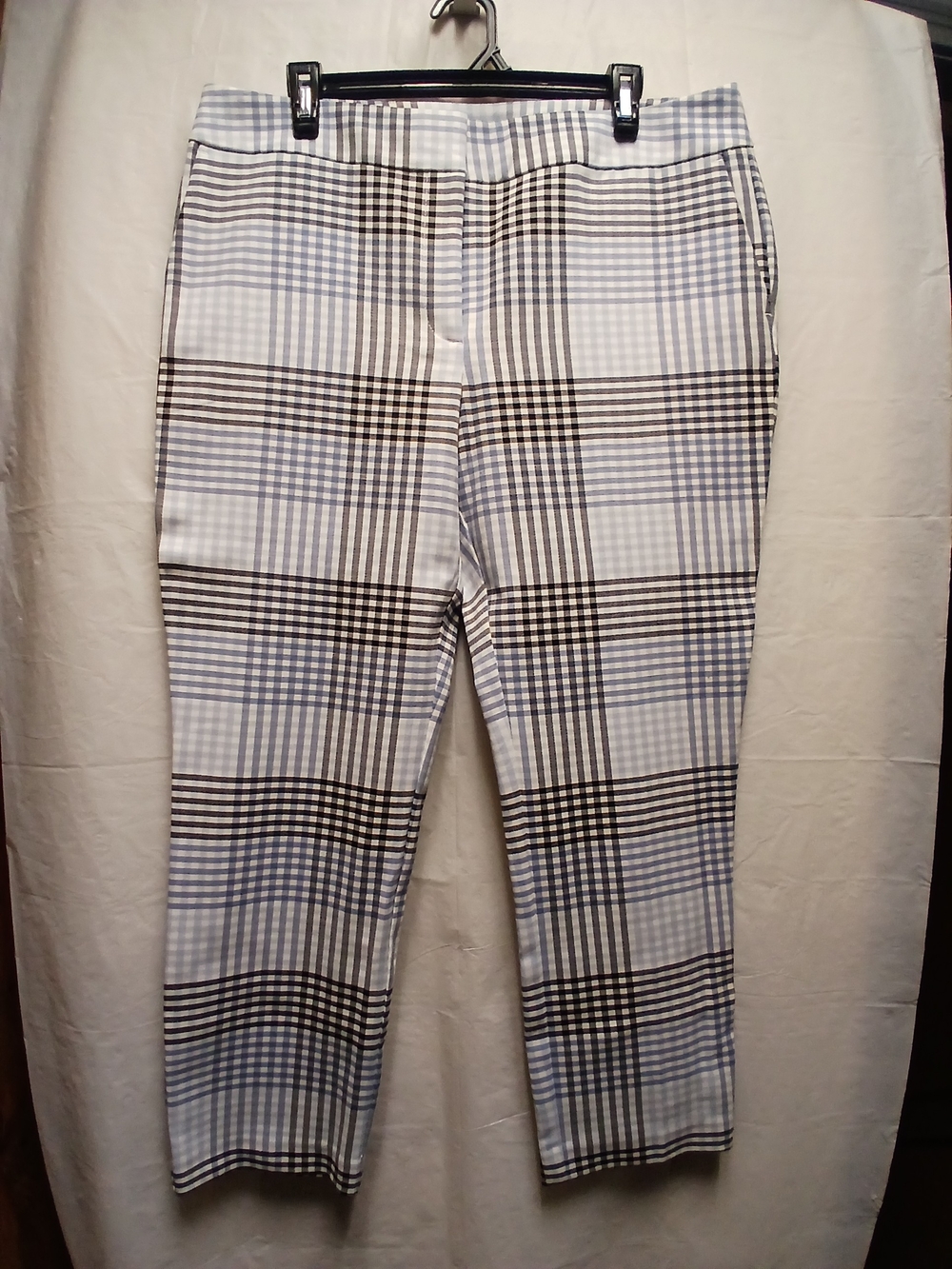 Ann Taylor Women's Plaid Stretch Dress Pants - White Blue And Black